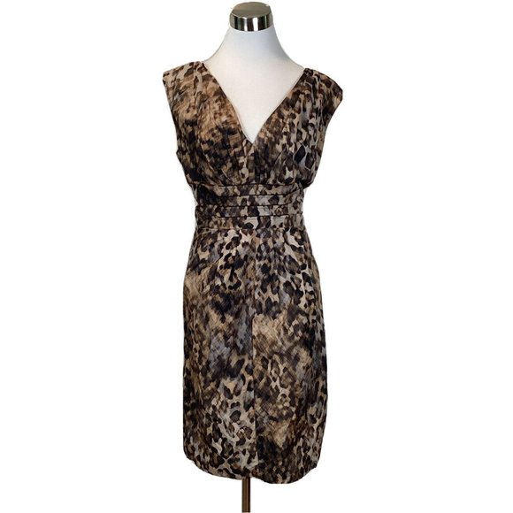 SUZI CHIN for Maggy Boutique Animal Print Sleeveless Sheath Dress‎ Sz 6P - Picture 1 of 9